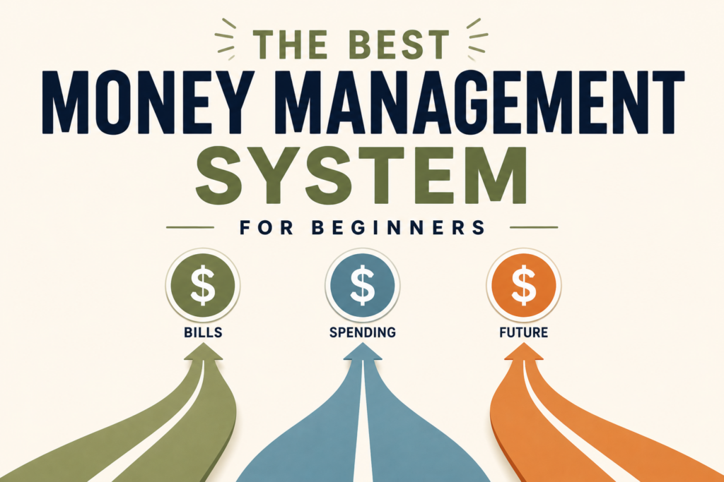 Best money management system for beginners with simple budgeting lanes for bills, spending, and savings.